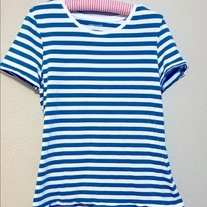 Amazon Essentials Tee Women’s L in Sailor Blue and White Stripe